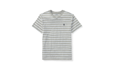 大童 Striped Jersey V-Neck T-Shirt